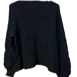 BWQ Black Knit Pullover Sweater Women’s Size Medium  NWT